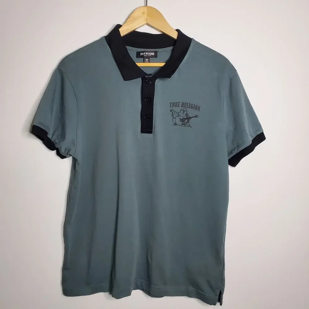 True Religion Men's buddha Logo SS Polo Shirt Size Medium